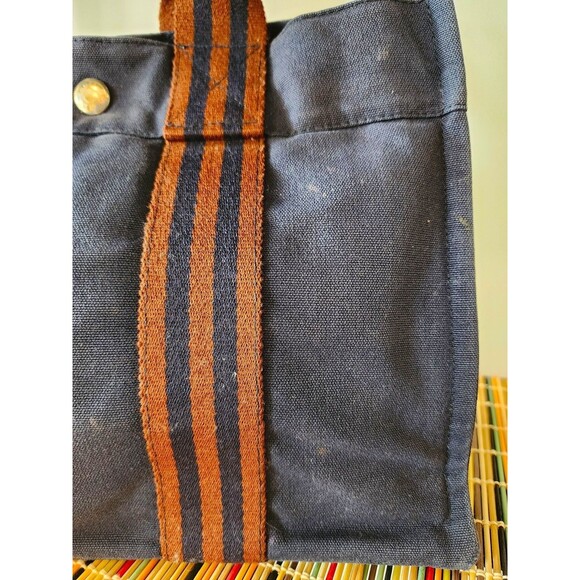 Hermes Small Fourre Tout Canvas Handbag - Blue/Rust - Picture 14 of 14